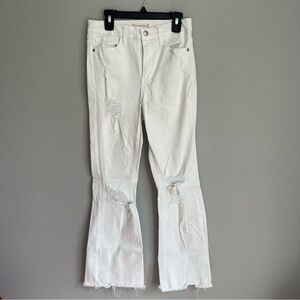 Harper Heritage White Distressed Flare Jeans